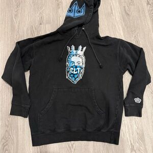 Black Hoodie with Blue charlotte NC Crest Graphic - Men